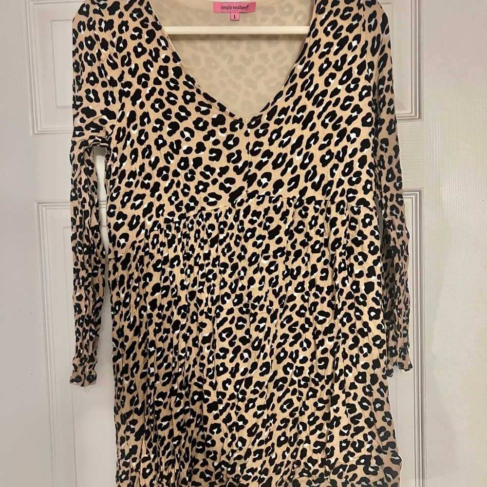 Simply Southern Leopard Print V-Neck Blouse